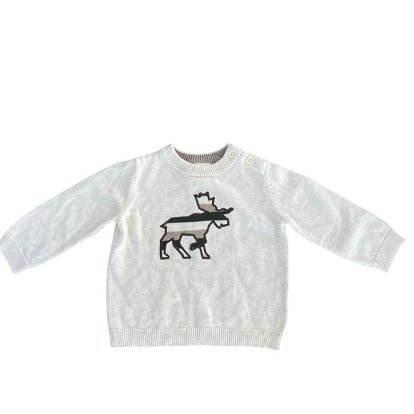 Gymboree Baby Boy Light Tan Moose Sweater. NWT. Size 6-12 months. - Picture 1 of 3